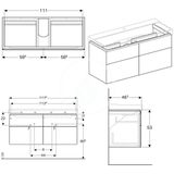 Geberit Xeno 2 - Skrinka pod umývadlo 120 cm s LED svietidlom, 4 zásuvky, lesklá biela