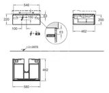 Geberit Xeno 2 - Skrinka pod umývadlo 60 cm, zásuvka s LED svietidlom, sivá