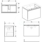 Geberit Acanto - Skrinka pod umývadlo 75 cm, lávová