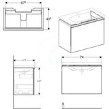 Geberit Acanto - Skrinka pod umývadlo 75 cm, lávová