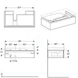 Geberit Xeno 2 - Skrinka pod umývadlo 90 cm, s odkladacou plochou, zásuvka s LED svietidlom, lesklá biela