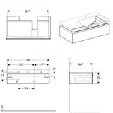 Geberit Xeno 2 - Skrinka pod umývadlo 90 cm, s odkladacou plochou, zásuvka s LED svietidlom, lesklá biela