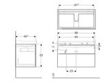 Geberit Xeno 2 - Skrinka pod umývadlo 90 cm, zásuvka s LED svietidlom, sivá