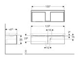 Geberit Xeno 2 - Skrinka pod umývadlo Varicor 140 cm s LED svietidlom, 2 zásuvky, matná biela