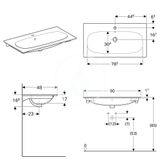 Geberit Acanto - Umývadlo 90x48 cm, s otvorom na batériu, s prepadom, biela