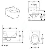 Geberit iCon - Závesné kompaktné WC, Rimfree, s KeraTect, biela