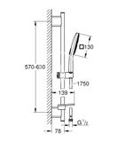 Grohe Rainshower SmartActive Cube - Súprava sprchovej hlavice 130 6,8 l/min, 3 prúdy, tyče 60 cm a hadice, chróm