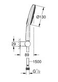 Grohe Rainshower SmartActive - Súprava sprchovej hlavice 130 9,5 l/min, 3 prúdy, držiaku a hadice, mesačná biela