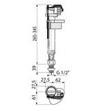Alcadrain WC Príslušenstvo - Napúšťací ventil na keramické splachovacie nádržky G1/2&quot;, spodný