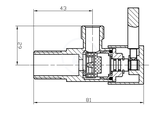 Aqualine Rohové ventily - Rohový ventil 1/2&quot;x3/8&quot;, bez matice, chróm