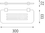 Nimco Bormo - Polička s frézovanými otvormi, dĺžka 30 cm, matný plexiglass/chróm