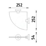 Nimco Unix - Polička rohová, matné sklo/chróm