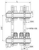 Novaservis Inštalatérsky program - Rozdeľovač s termostatickými ventilmi, reg. s priet. mechanickými ventilmi, 3 okruhy