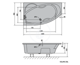 Polysan Vane - Asymetrická vaňa MAMBA L, 160x95x44 cm, ľavá, biela