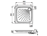 Sanela Sprchy z nehrdzavejúcej ocele - Nerezová sprchová vanička 800x800 mm, antislip