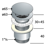 Sapho Omp Tea Príslušenstvo - Neuzatvárateľný okrúhly výpust 1 1/4, na umývadlá bez prepadu, chróm