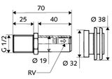 Schell Compact II - Prívodná armatúra k pisoáru DN 15 RV so spätnou klapkou (SK)