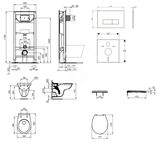 Ideal Standard ProSys - Set predstenovej inštalácie, klozet Alpha s doskou, tlačidlo Oleas M2, biela