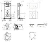 Ideal Standard ProSys - Set predstenovej inštalácie, klozet Alpha s doskou, tlačidlo Oleas M2, SoftClose, biela