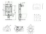 Ideal Standard ProSys - Set predstenovej inštalácie, klozetu a sedadla Tesi, tlačidla Oleas M1, biela