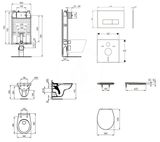 Ideal Standard ProSys - Set predstenovej inštalácie, klozet Alpha s doskou, tlačidlo Oleas M2, SoftClose, biela