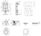 Ideal Standard ProSys - Set predstenovej inštalácie, klozet Alpha s doskou, tlačidlo Oleas M2, chróm