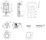 Ideal Standard ProSys - Set predstenovej inštalácie, klozet Alpha s doskou, tlačidlo Oleas M1, chróm mat