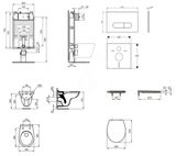 Ideal Standard ProSys - Set predstenovej inštalácie, klozet Alpha s doskou, tlačidlo Oleas M1, SoftClose, chróm mat