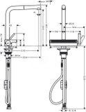 Hansgrohe M81 - Drezová batéria Aquno Select s výsuvnou koncovkou a plochým sprchovým prúdom, vzhľad nehrdzavejúcej ocele