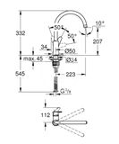 Grohe BauCurve - Drezová batéria, chróm