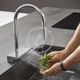 Hansgrohe M81 - Drezová batéria Aquno Select s výsuvnou spŕškou a plochým sprchovým prúdom, sBox, chróm