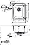 Hansgrohe Drezy - Vstavaný drez S412-F340 s automatickým odtokom, nehrdzavejúca oceľ