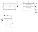 Geberit Selnova Square - Umývadlová skrinka 635x988x480 mm, s umývadlom, 2 zásuvky, lávová mat