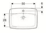 Geberit Selnova Square - Umývadlo 60x45 cm, s 1 otvorom na batériu, s prepadom, biela