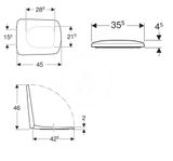 Geberit Selnova Square - WC doska, duroplast, Softclose, biela