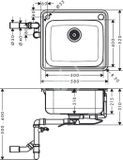 Hansgrohe Drezy - Vstavaný drez S412-F500 s automatickým odtokom, nehrdzavejúca oceľ