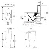 Villeroy &amp; Boch ViCare - WC kombi misa bezbariérová, Vario odpad, DirectFlush, alpská biela