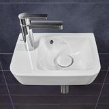 Villeroy &amp; Boch O.novo - Umývadielko Compact 36x25 cm, s prepadom, 1 otvor na batériu vľavo, CeramicPlus, alpská biela