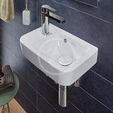 Villeroy &amp; Boch O.novo - Umývadielko Compact 36x25 cm, s prepadom, 1 otvor na batériu vľavo, CeramicPlus, alpská biela