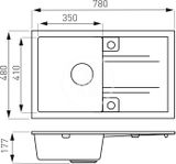 Novaservis Drezy - Granitový drez, 78x48 cm, grafit