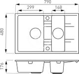 Novaservis Drezy - Granitový dvojdrez 790x480 mm, sivá