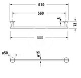 Duravit Starck T - Držiak uterákov, dĺžka 60 cm, čierna mat