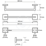 Sapho X-SQUARE - Držiak uterákov, dĺžka 65 cm, chróm