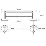 Sapho X-Round - Držiak uterákov dvojitý, dĺžka 66 cm, chróm