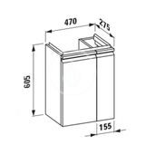 Laufen Pro S - Umývadlová skrinka s dvierkami a bočnou policou vpravo, 47x28x61 cm, wenge