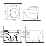 Aqualine Keramika - Závesné WC Absolute, Rimless, biela