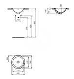 Ideal Standard Connect - Umývadlo zápustné, 38 cm, s prepadom, Ideal Plus, biela