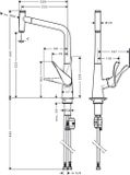 Hansgrohe M71 - Drezová batéria Metris Select s výsuvnou koncovkou, EcoSmart, chróm