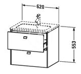 Duravit Brioso - Umývadlová skrinka 55x62x48 cm, 2 zásuvky, lesklá biela