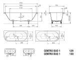 Kaldewei Avantgarde - Vaňa Centro Duo 1 pravá 130, 170x75 cm, s otvormi pre držadlo, Perl-Effekt, biela